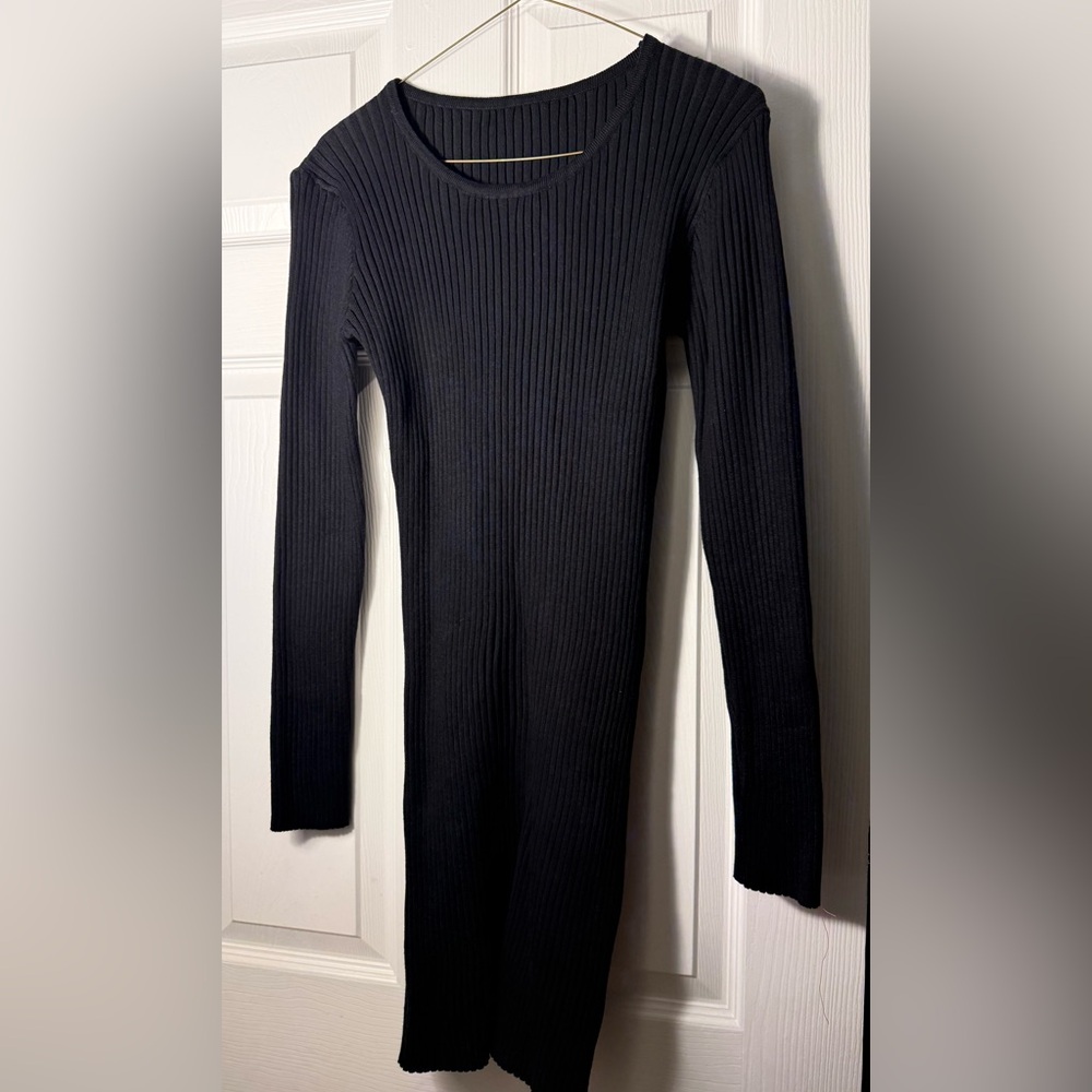 DAZY Solid Ribbed Knit Sweater Dress